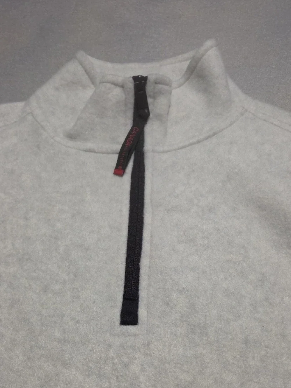 Canada Goose Men's Cream Half-Zip Fleece Pullover with Contrast Trim